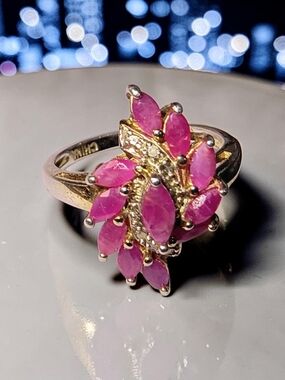 Ruby Gemstone Cluster Ring In Sterling Silver